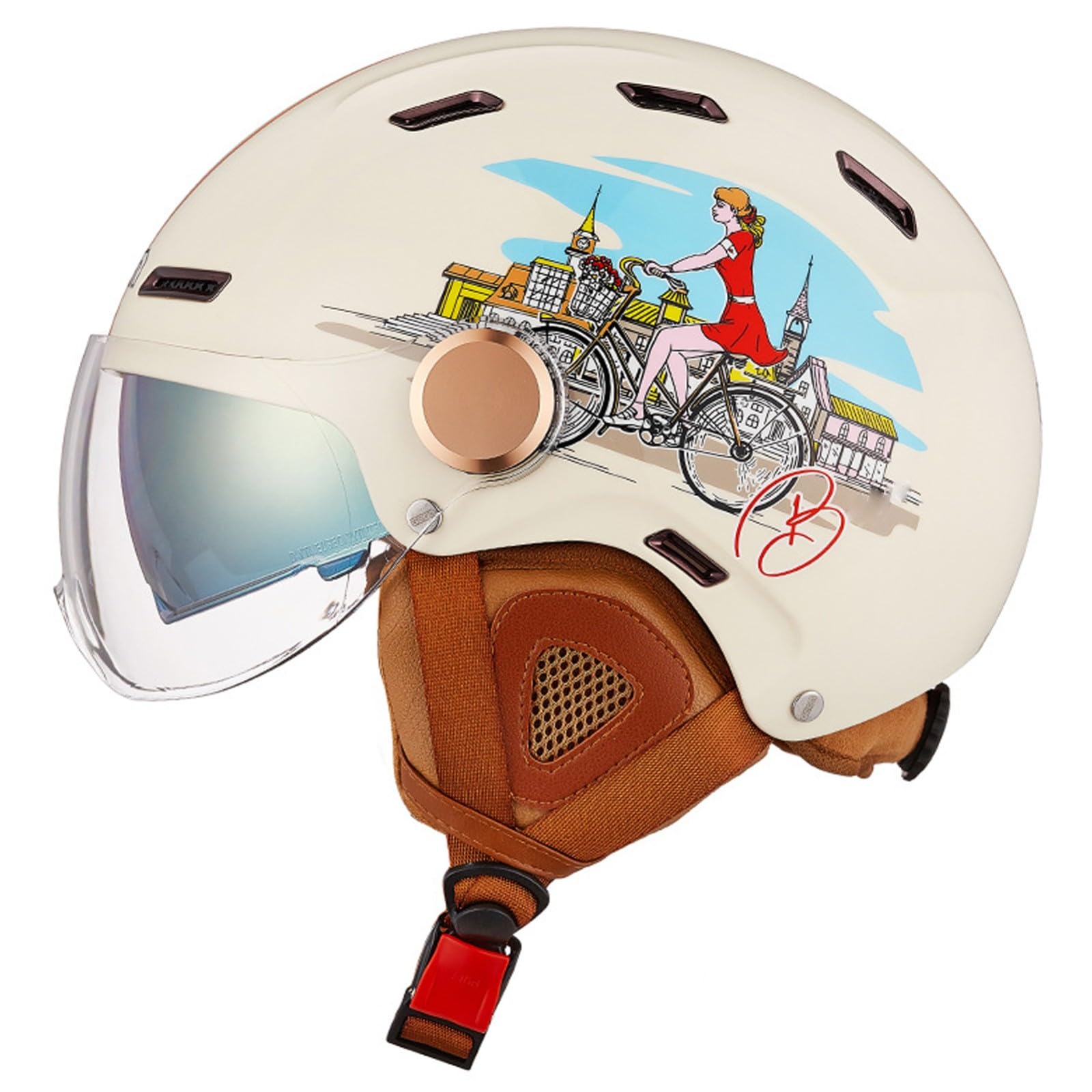 Casque de moto rétro demi-jet double visière pour hommes femmes