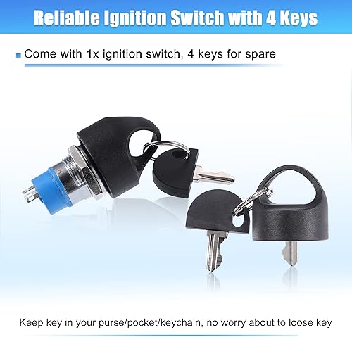 Miniatura 5 de X AUTOHAUX 1 juego de arranque de encendido y apagado de bloqueo con 4 teclas de movilidad scooter interruptor de llave 3 ruedas 4 ruedas sillas
