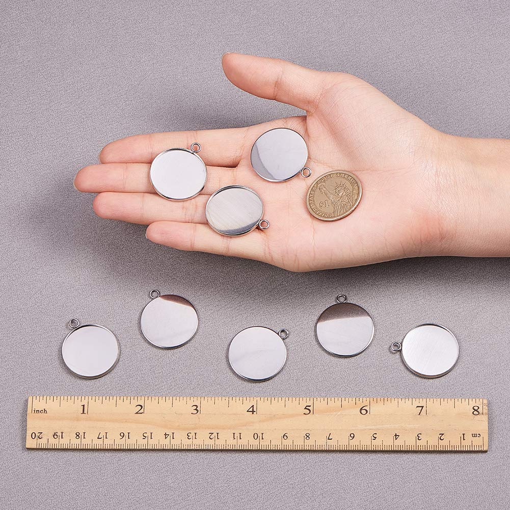 50 Ciondoli Rotondi In Argento 25mm Con Cabochon Bianco - Per Creare Gioielli Fai Da Te - Foto 8