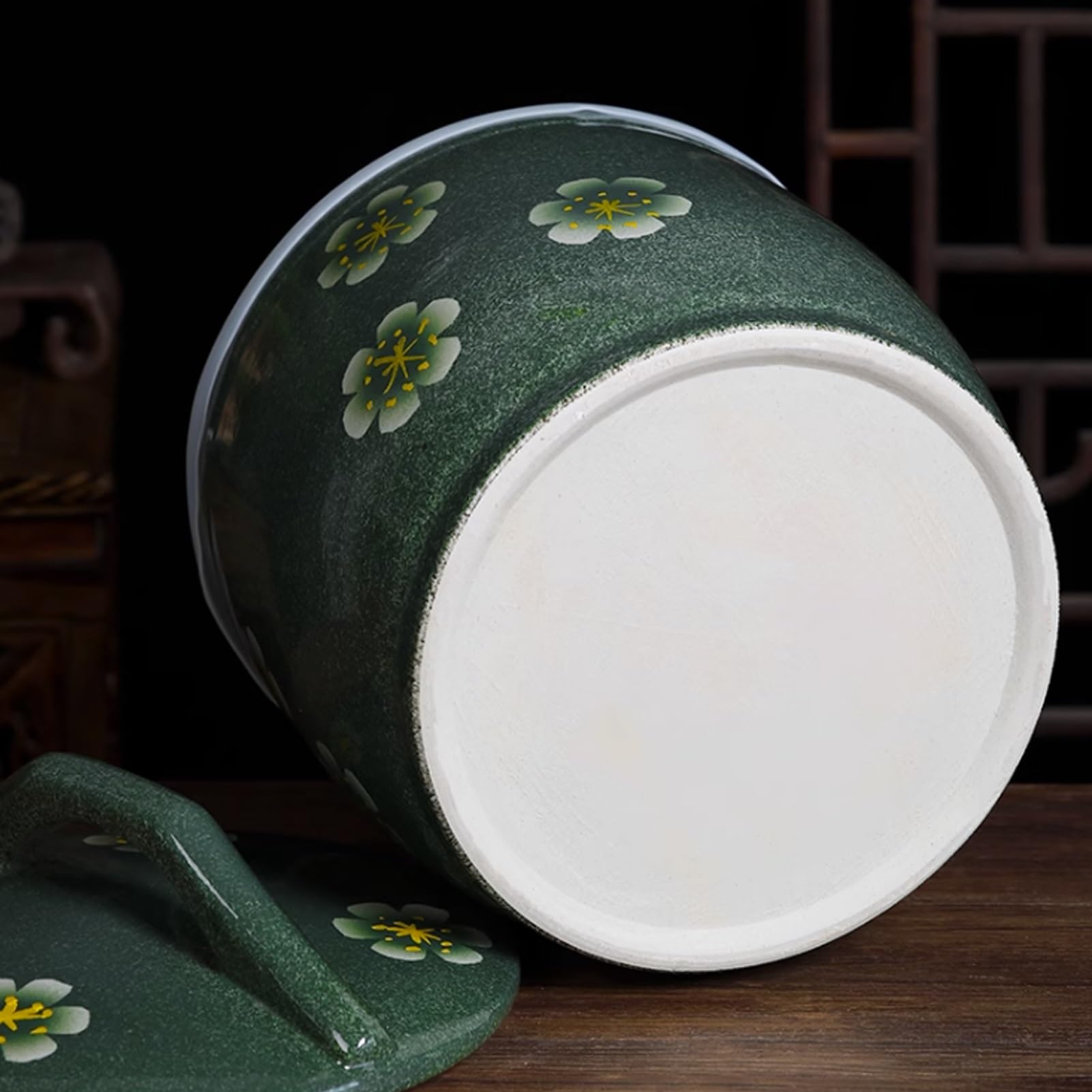 YVYKFZD Tanque de Arroz de Cerámica, Botes Cocina Almacenaje con Tapa, clásico Caja de Almacenamiento de Arroz de Cerámica, Chinos Recipientes para Alimentos, para harina, nueces, té(5KG)