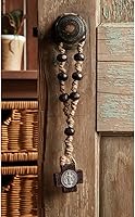 Vista 4 de Christian Brands Catholic Rosario para puerta, cordón de yute de macramé con cuentas y medalla de plata antigua, 12 pulgadas de largo, San Benito