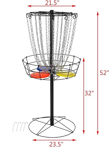 Miniatura 2 de Cesta de golf de disco incluye 3 discos, 24 cadenas portátiles de metal para golf