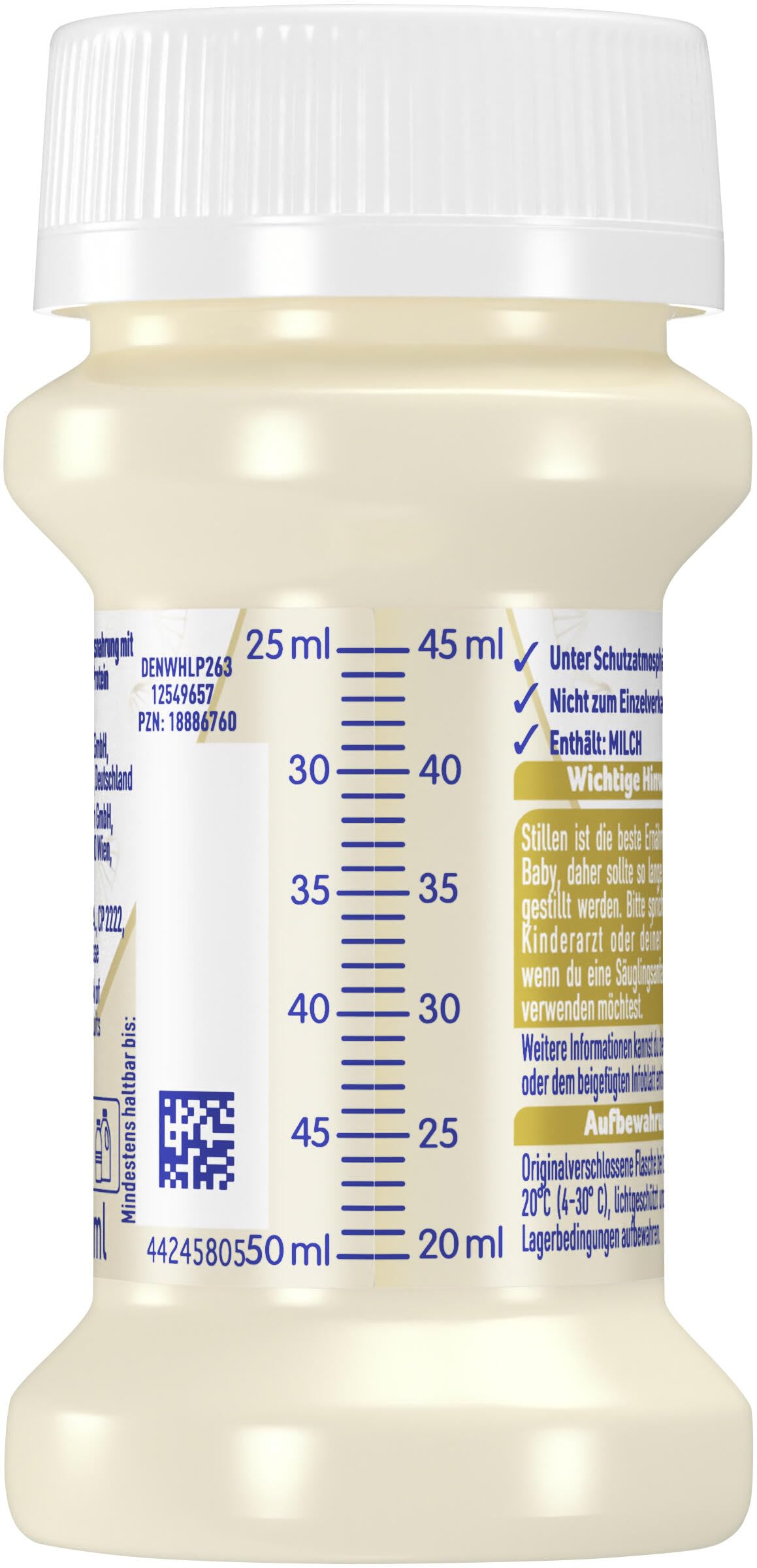 BEBA SUPREME PRE Anfangsmilch, trinkfertige Portionsflaschen, 32er Pack (32 x 70ml)