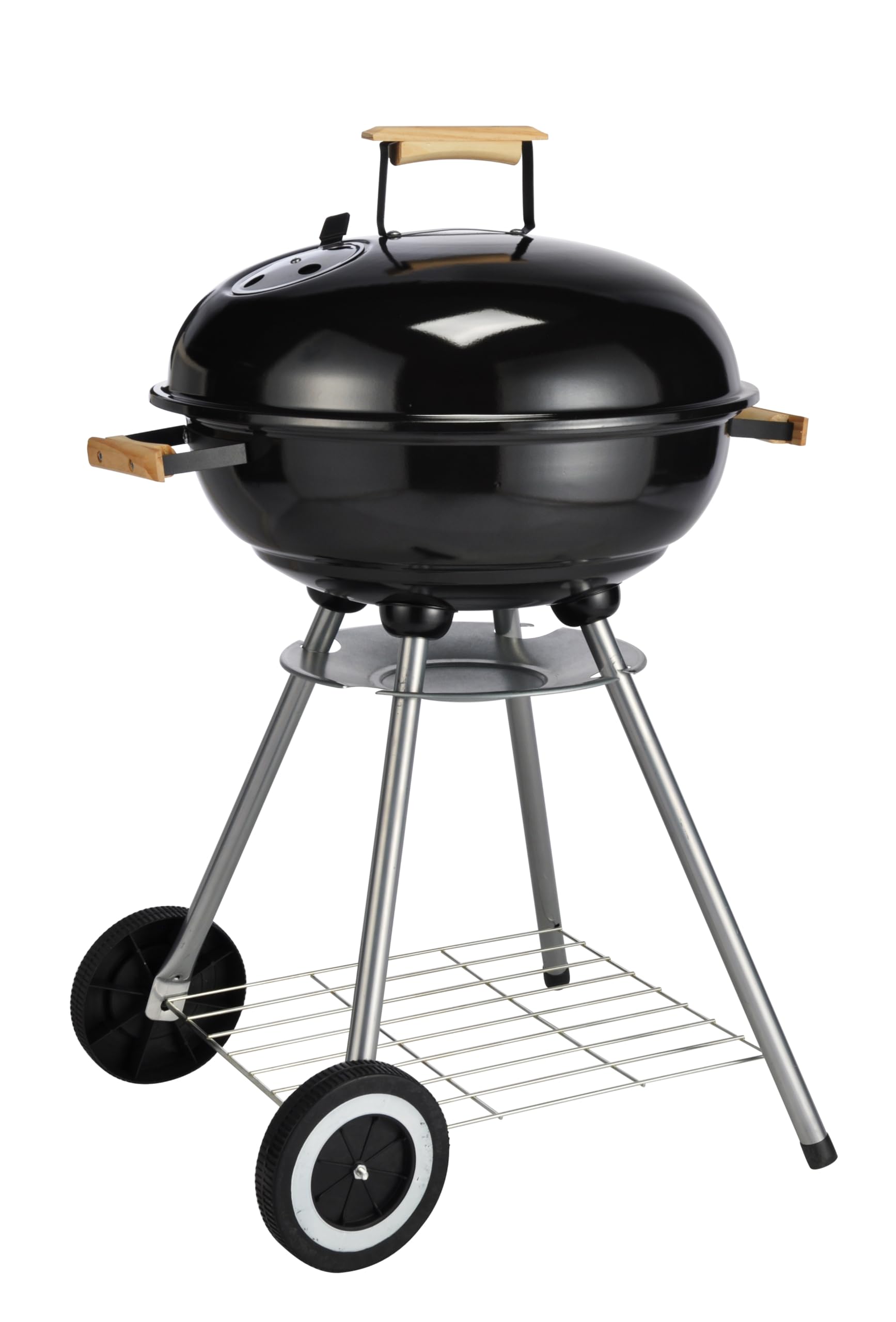 Kugelgrill Holzkohlegrill Ø 43 cm für Garten, Terrasse und Camping – mit Deckel, Holzgriffen & Zubehör optional (Grill einzeln)
