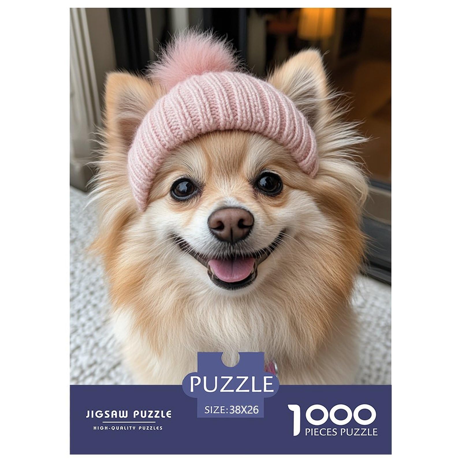 Jigsaw Pomeranian Puppy 1000 Pieces Challenge Toy for Adults,Cute Style Impossible Jigsaw Puzzles 1000 Pieces Educational Games Home Decoration 38x26cm/1000pcs