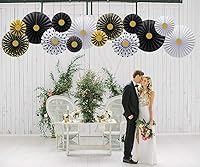 Vista 3 de Decoración de abanicos de papel para colgar en fiestas, cumpleaños, bodas, despedidas de soltera, fiestas de techo, revelación de género, decoración