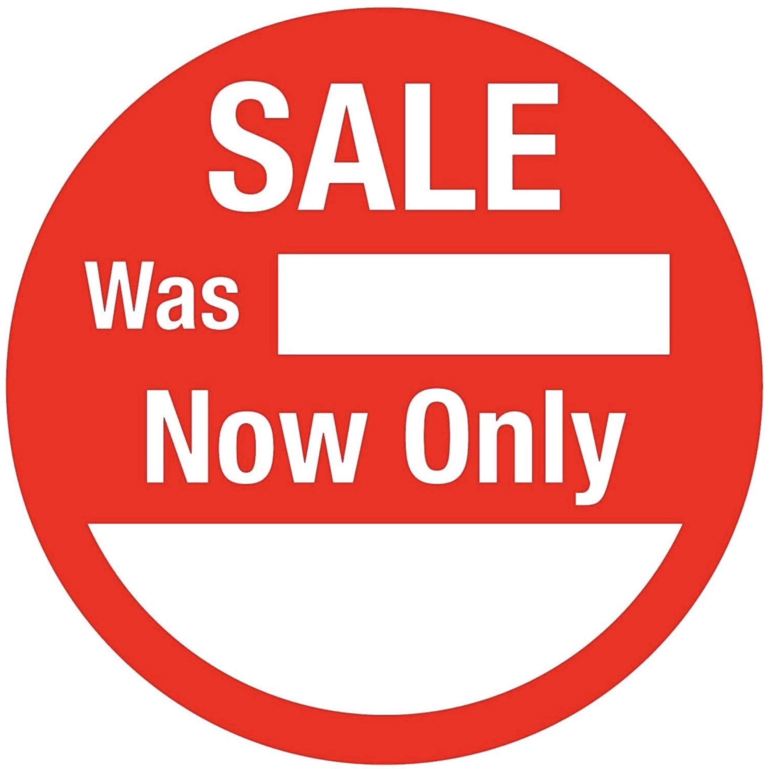 Retail Pricing Sticker 'Sale was/Now Only' 63mm Round Sticky Labels - 500 Pcs Self Adhesive Labels for Easy Application, No Residue Paper Label Stickers, Adhesive Paper Sticker Pack by Price Stickers