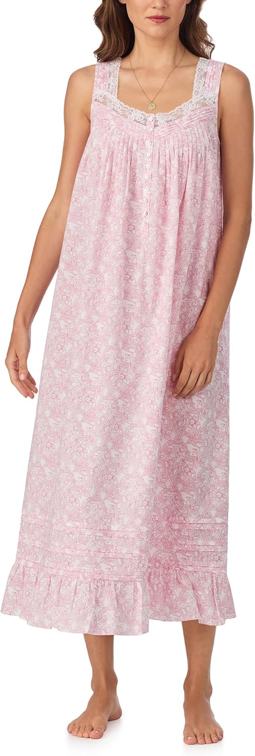 Eileen West レディース 寝間着 &amp; ラウンジウェア - 織り芝生コレクション - 綿100% 通気性 ノースリー