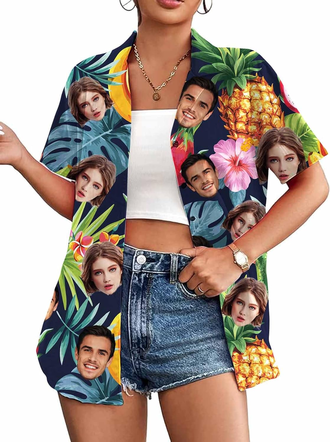 Custom Hawaiian Shirt W/Face for Men Personalized Funny Button Down Hawaiian Shirts w/Photo Tropical Beach Shirts - Image 3