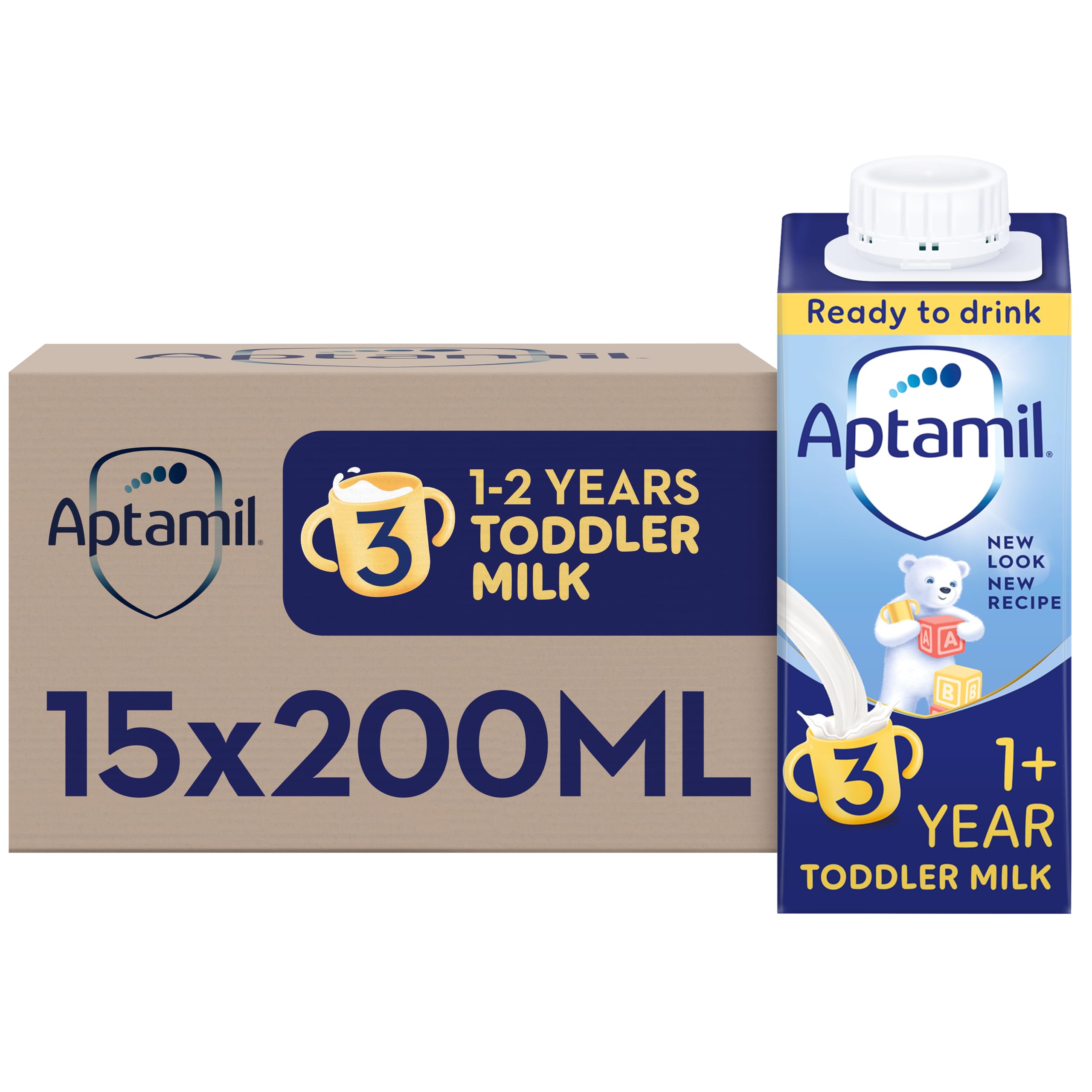 Aptamil3 Toddler Milk, Ready to Drink Liquid Formula, 1-3 Years, 15 x 200ml