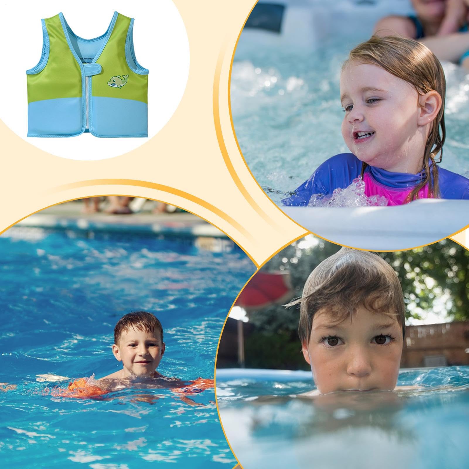 Chaleco salvavidas para niños - Chaquetas,Herramienta de flotación de entrenamiento acuático, accesorios de piscina para niños de 2 a 6 años
