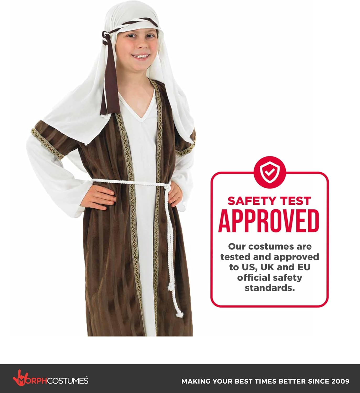 fun shack Brown Shepherd Costume for Kids, Boys Shepherd Costume, Christmas Costumes for Kids, Boys Nativity Costumes, Medium