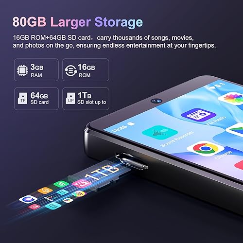 Miniatura 7 de Reproductor MP3 de 80 GB con Bluetooth y cámara, Android 13 MP3 MP4 reproductores con pantalla táctil de 4 pulgadas y altavoz, reproductor de música