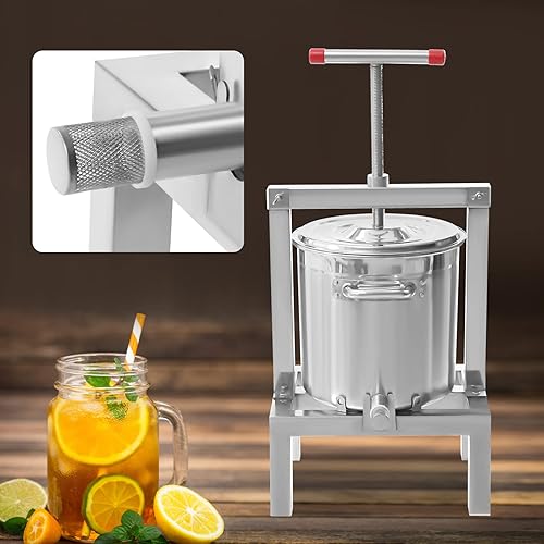 Miniatura 2 de DYRABREST Prensador y sidra de miel de frutas grandes de bricolaje, extractor de prensa de frutas para elaboración de vino y jugo con colador y cubo