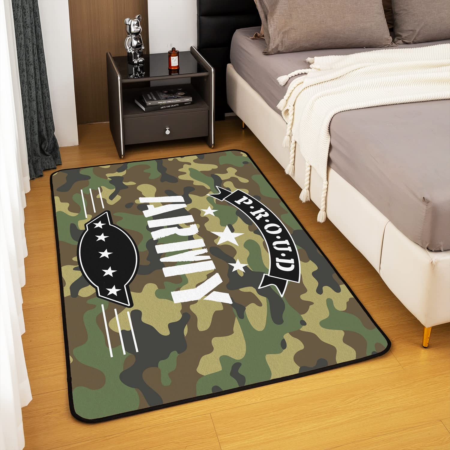 Homemissing Camouflage Tapis de Salon 100x150cm Salon Camouflage Tapis Chambre à Coucher Style Militaire décoratif Army Grain Vert Marron