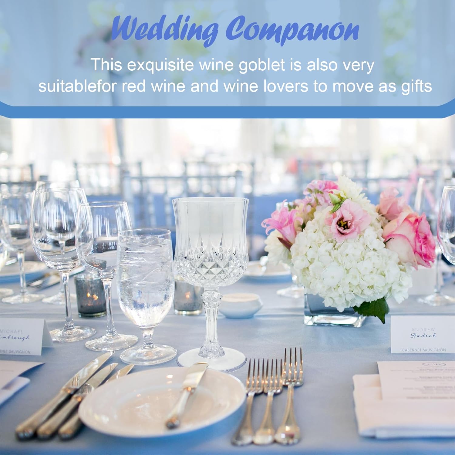 24 PCS Plastic Wine Glasses Clear,Reusable Plastic Wine Glasses,White Goblet Glass,Durable and Sturdy Cups Can Be Ssed for Various Parties Such as Weddings! - Image 6