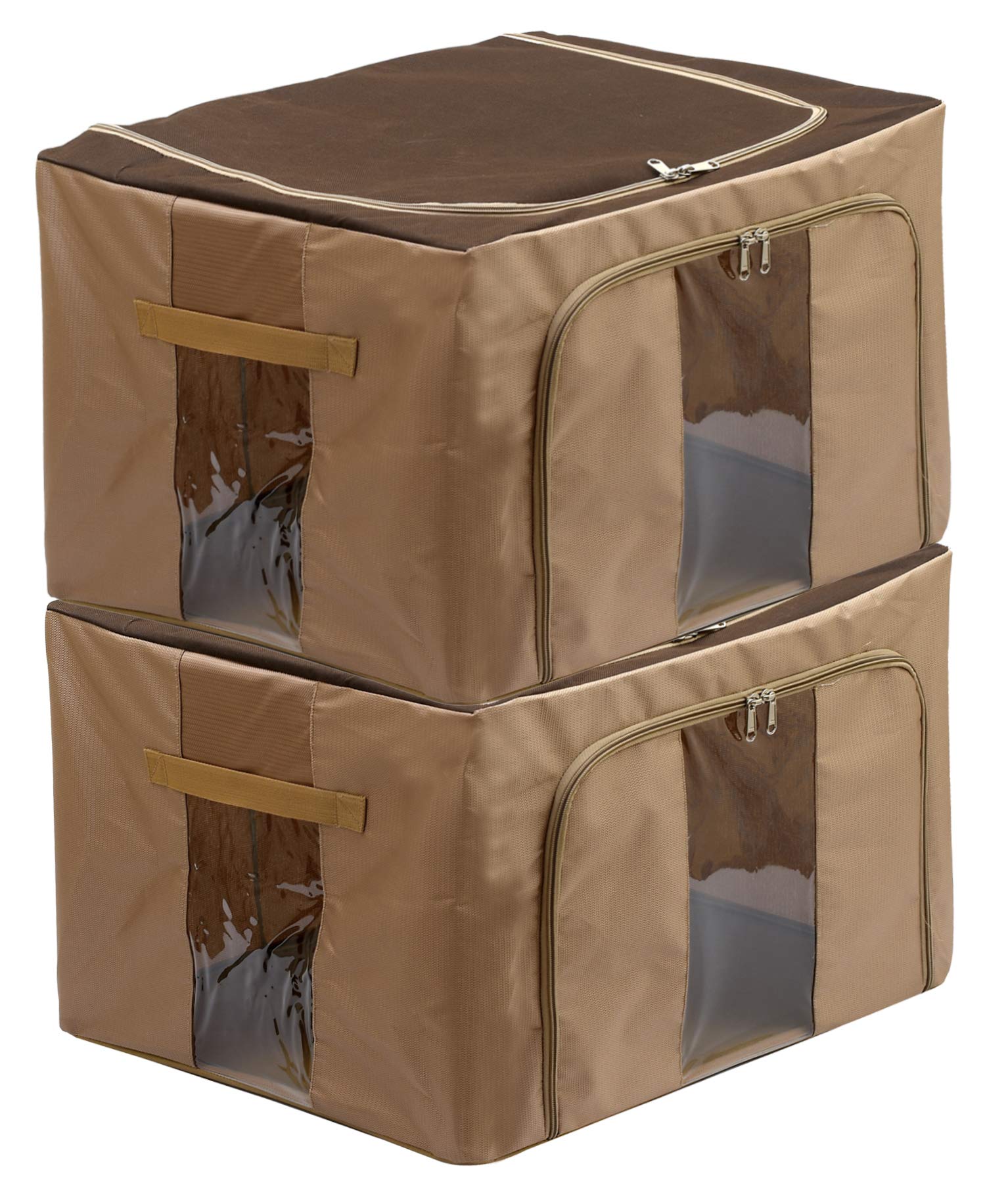 Kuber Industries Steel Frame Living Box/Organizer For Clothing|Blankets, Bedding With Clear Window|Carry Handles for Bedding Clothes 24Ltr.- Pack of 2 (Brown) (B09JWM1HF6) Amazon Price History, Amazon Price Tracker