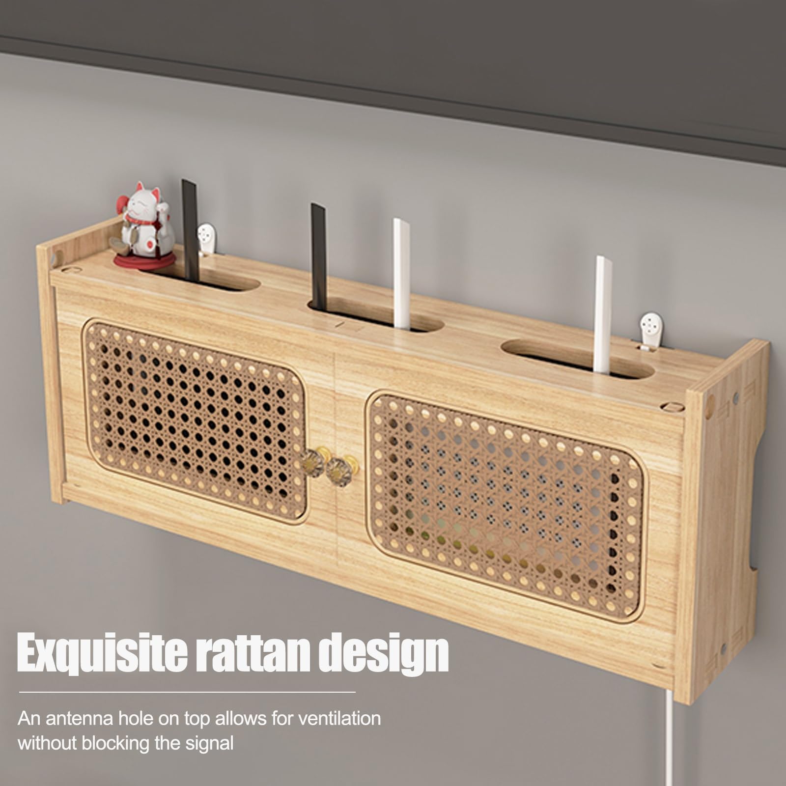 Boîtier mural pour routeur WiFi, armoire de rangement multimédia, multiprise et cache de gestion des câbles pour la maison et le bureau