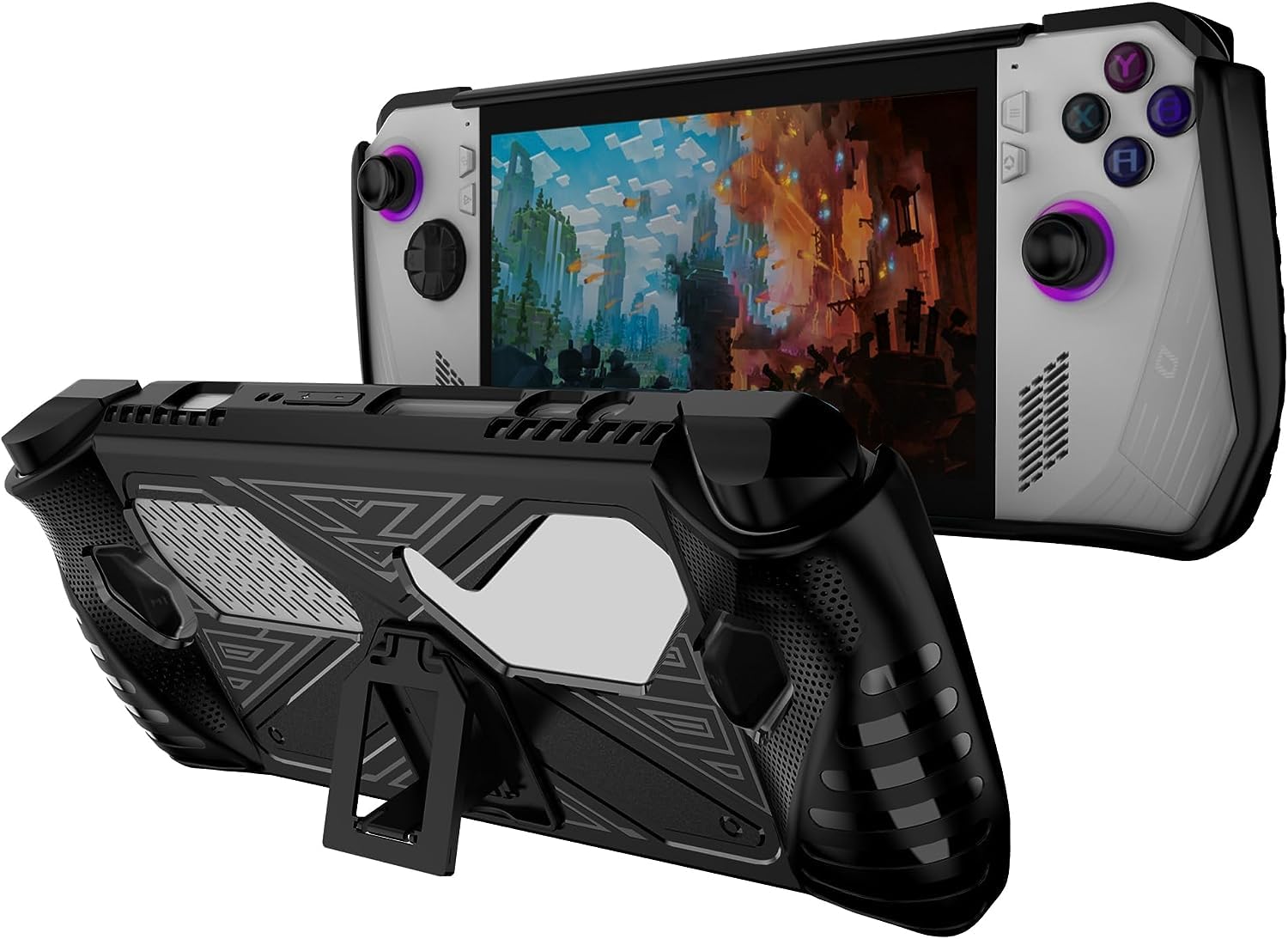 Hcosmy Protective Case for Rog Ally with Kickstand, TPU Protector Case Cover Skin with Foldable Stand Accessories for Rog Ally Game Handheld 2023, Shockproof Non-Slip Anti-Collision (Black)