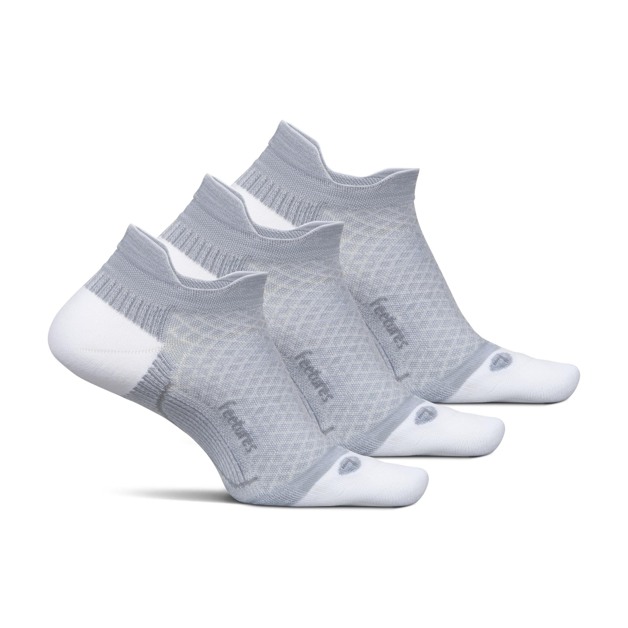 Feetures Plantar Fasciitis Relief Sock Light Cushion No Show Tab - Targeted Compression Sock for Women & Men - Medium, Gray (3 Pair)