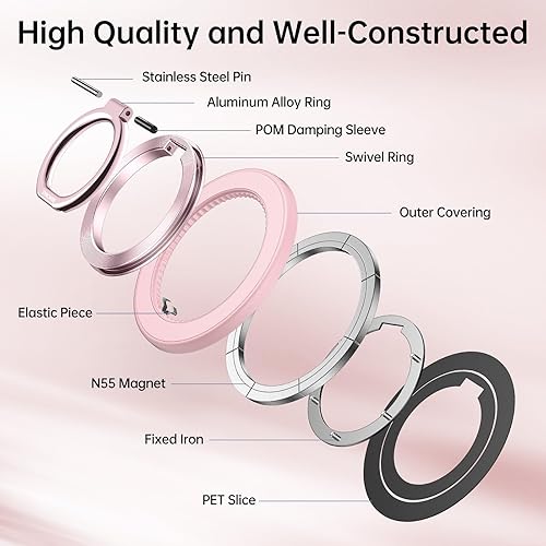 Miniatura 2 de SYNCWIRE - Soporte magnético con aro para MagSafe, rotación de 360 grados, agarre y soporte para teléfono, aro para dedo, doble imán, compatible con