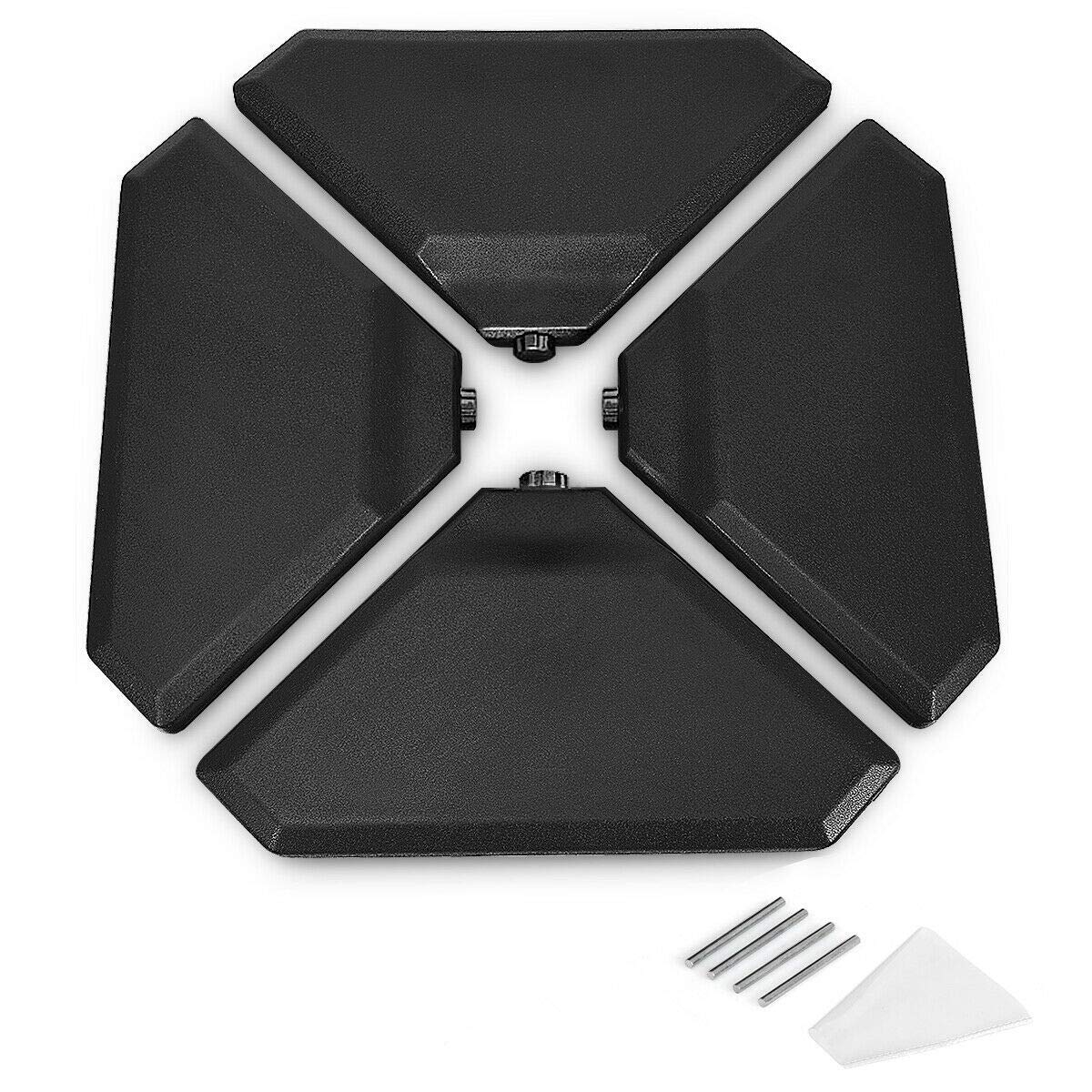 DORTALA Offset Umbrella Base Weight Stand, Base Stand for Cantilever Offset Patio Umbrella, Water or Sand Filled Triangle Weight w/Easy-Fill Spouts and Funnel, Concave Handles