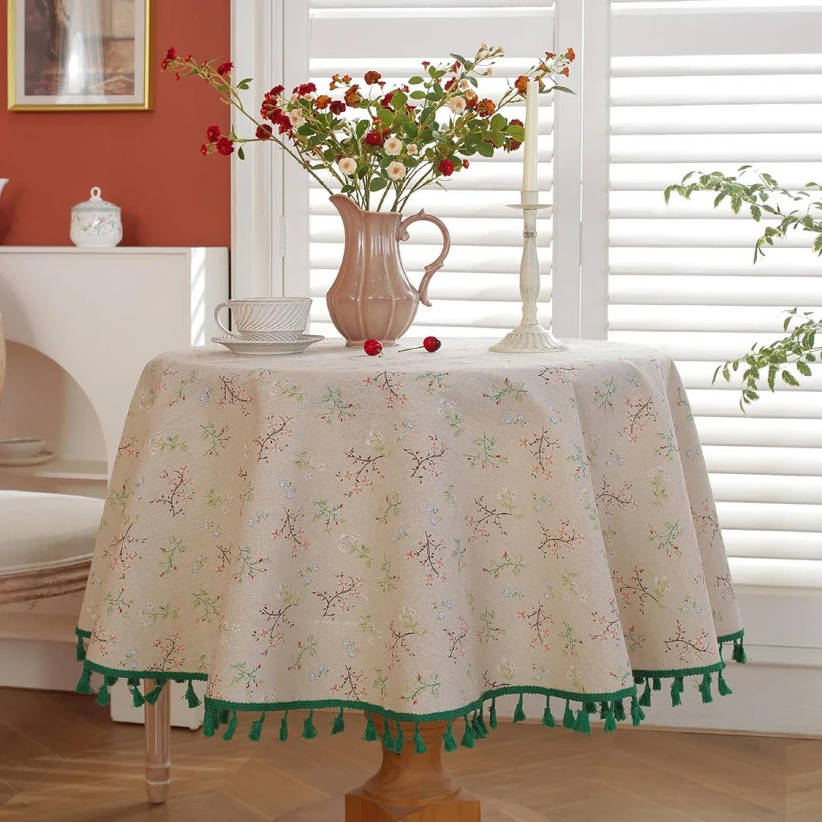 Nappe ronde résistante à la poussière en tissu floral de style 2 pour restaurant
