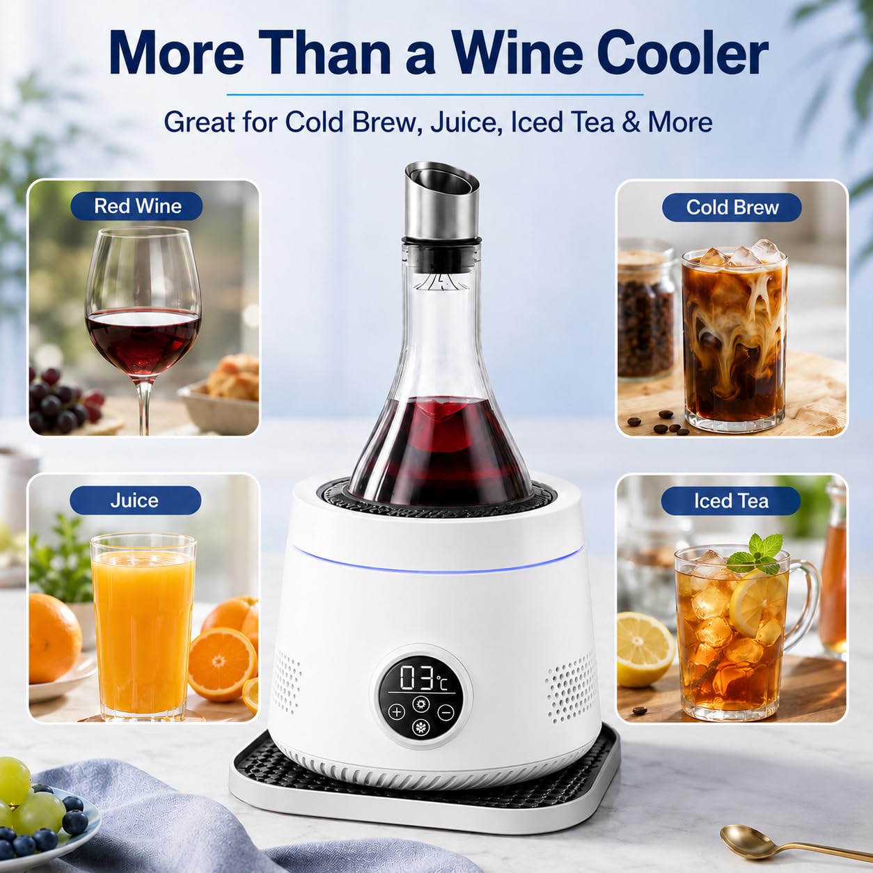 Décanteur électrique avec aérateur et distributeur pour vin rouge White