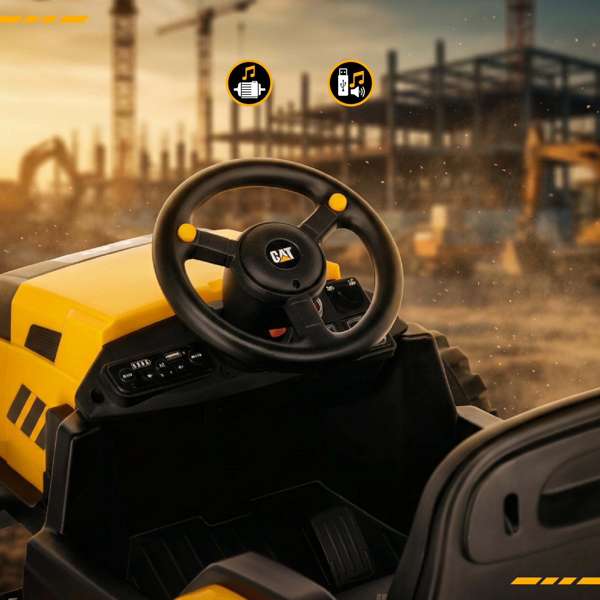 SUN BABY CAT – Elektryczny Traktor Dziecięcy, Jeździk samochód na akumulator 12V z Pilotem, MP3 USB, Pasy Bezpieczeństwa, Duże Koła, Pojazd na Akumulator dla Dzieci 3–6 Lat