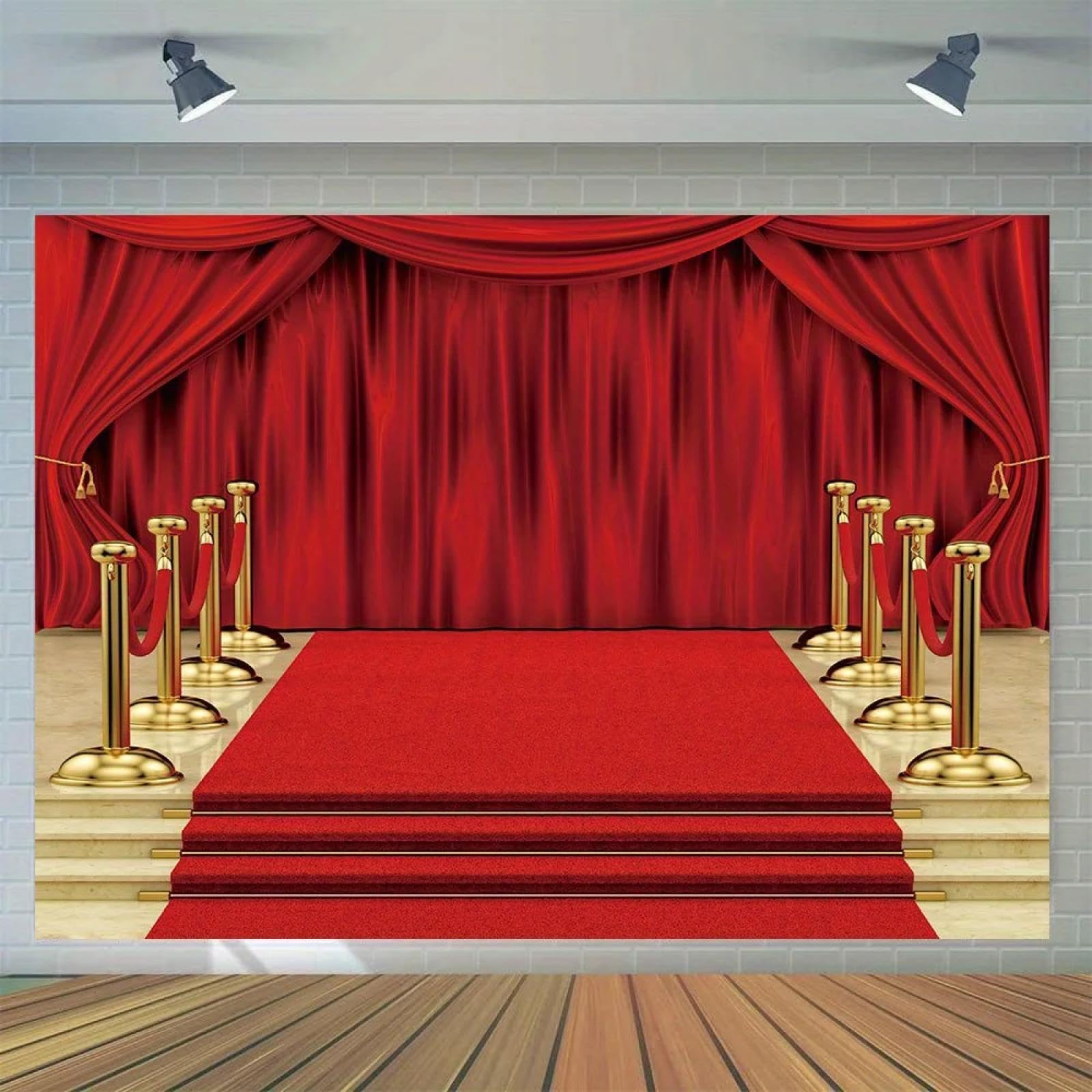 Roter Teppich Vorhang Fotografie Hintergrund Rot Gold Bühnenhintergrund Prom VIP Geburtstag Weihnachten Event Dekoration Requisiten350x230cm