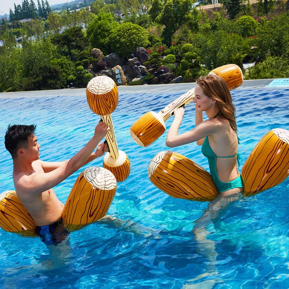 FUDOSAN Inflatable Pool Floats 4 Pcs Pool Fighting Battle Log Rafts Row Toys for 2 Players Adults Children Summer Pool Party Floating Toys Swimming Pool Water Games