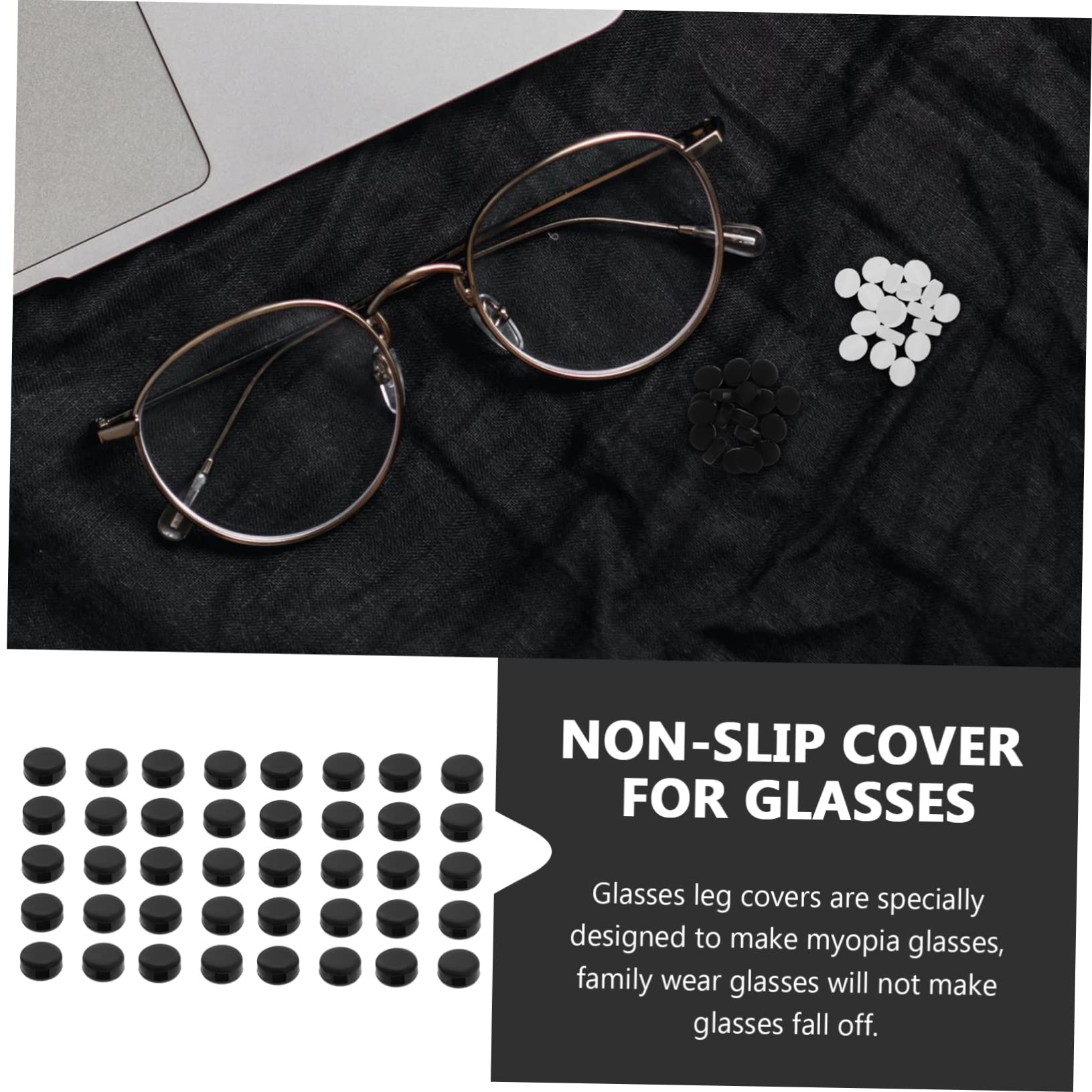 IWOWHERO 40 Pcs Glasses Anti-Slip Cover Anti- Eyeglasses Retainers Eyewear Retainer Anti Slip Eyeglass Holder Glasses Holder Strap Adjustable Eyeglasses Round Glasses Black