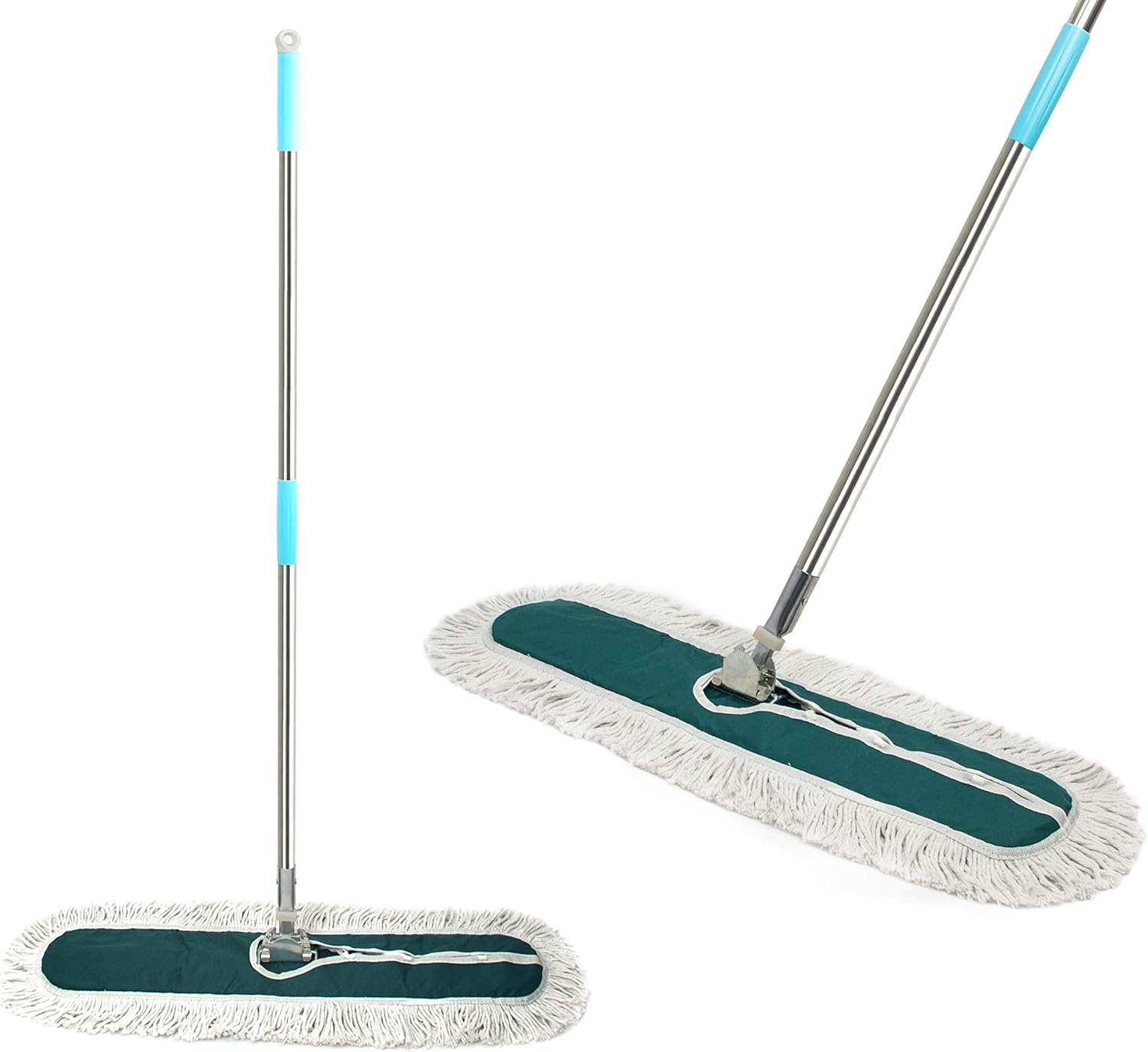 Industrial Commercial Cotton Dust Mop Hardwood Floor Mop with 2 Mop Pads//Double Thick Cotton Yarn Dust Mop 24" X 5" Wide Mop Head // Easy to Clean Large Area Factory/Shopping Mall/Wood Floor/Marble : Industrial & Scientific