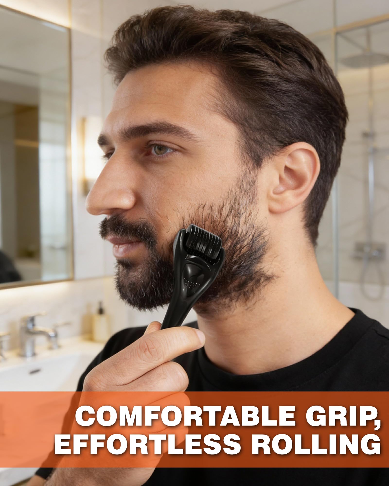 pulire Dermaroller 2 Pezzi, Microneedling Viso 0.5 mm e 1.0 mm con 540 Aghi, Dermaroller Capelli per Viso Cuoio Capelluto e Corpo, Uomini e Donne per Cura della Pelle, dei Capelli e Barba