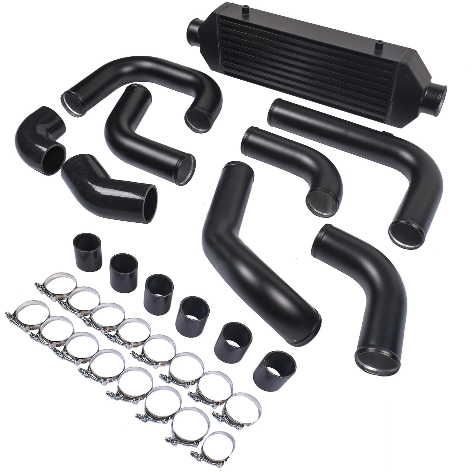 Kit de enfriador de aire con soporte frontal negro Kit de intercooler compatible con Golf MK4 A3 8L Leon 1.9TDI 1998-2005