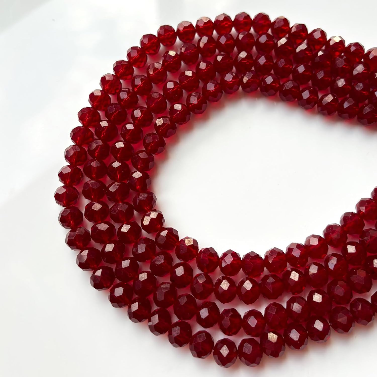 265Pcs Briolette Glass Crystal Beads for Jewelry Making, 8MM Rondelle Faceted Crystal Beads Bulk for Bracelets, Glass Spacer Beads for Crafts Necklace Earring Wine Charms Suncatchers, Red - Image 3