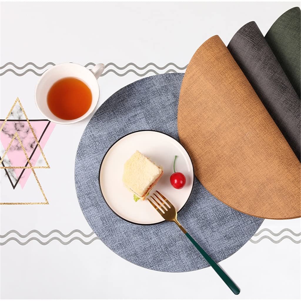 6 pièces napperon en Cuir Rond Isolation Thermique Vaisselle Coussin Maison Table à Manger Tapis (A)