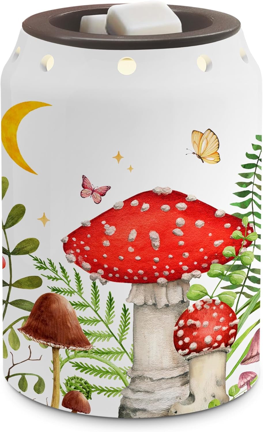 Mushroom Wax Melt Warmer, Rustic Farmhouse Mushroom Decor, Cottage Core Decor Housewarming Gifts for Women, Electric Ceramic Red Wax Warmer for Bathroom Kitchen Home