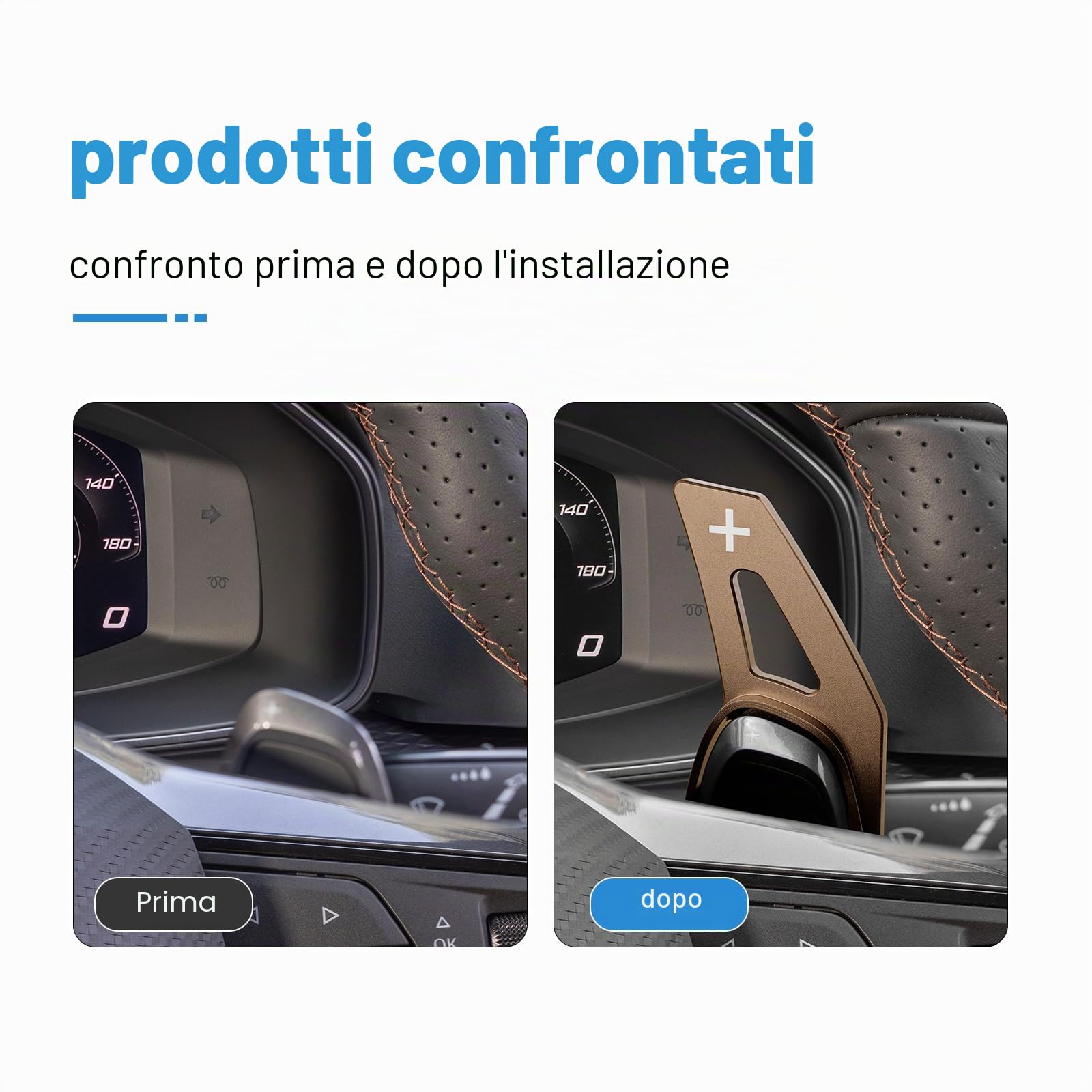 KUNGKIC Palette del cambio per auto per Seat Cupra Leon Ateca Formentor 2021 2022 2023 2024 2025, prolunga in alluminio, paddle shifter, estensione per volante, 2 pezzi (marrone)