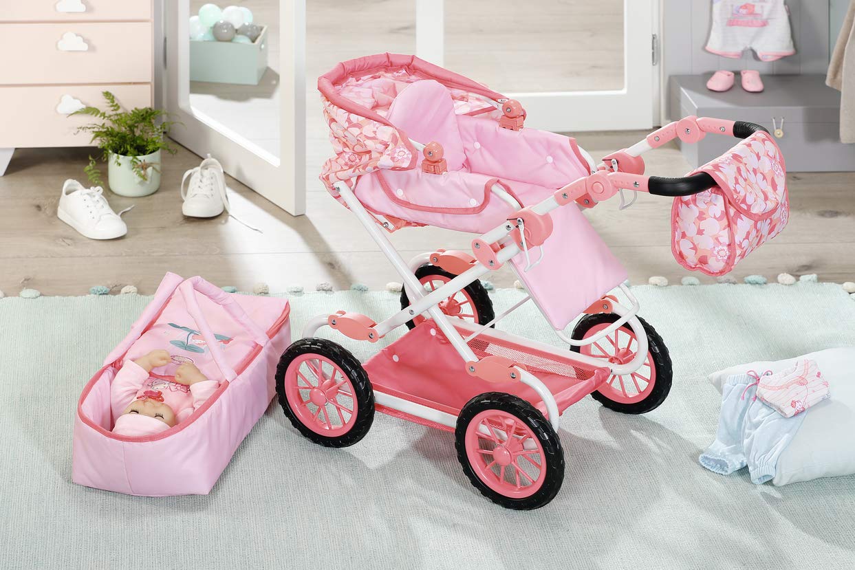 Baby Annabell Deluxe Kinderwagen für 43cm Puppe - Leicht für Kleine Hände, Kreatives Spiel fördert Empathie & Soziale Fähigkeiten, für Kleinkinder ab 3 Jahren - Inklusive Wickeltasche & Einkaufskorb