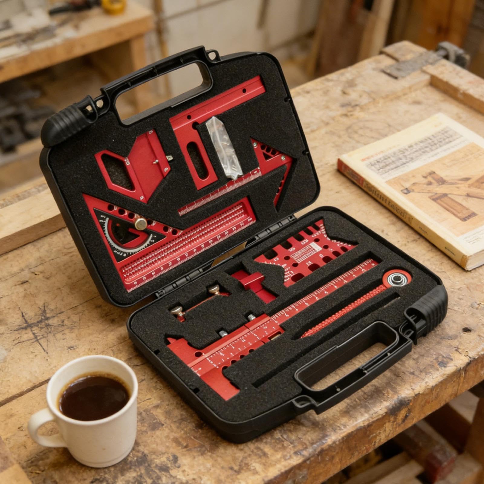 Équerre de Menuiserie Outil de Mesure de Charpente 9 Pièces | Kit D'Équerre De Précision Pour Bricolage, Construction, Sol, Maison, Garage et en Extérieur