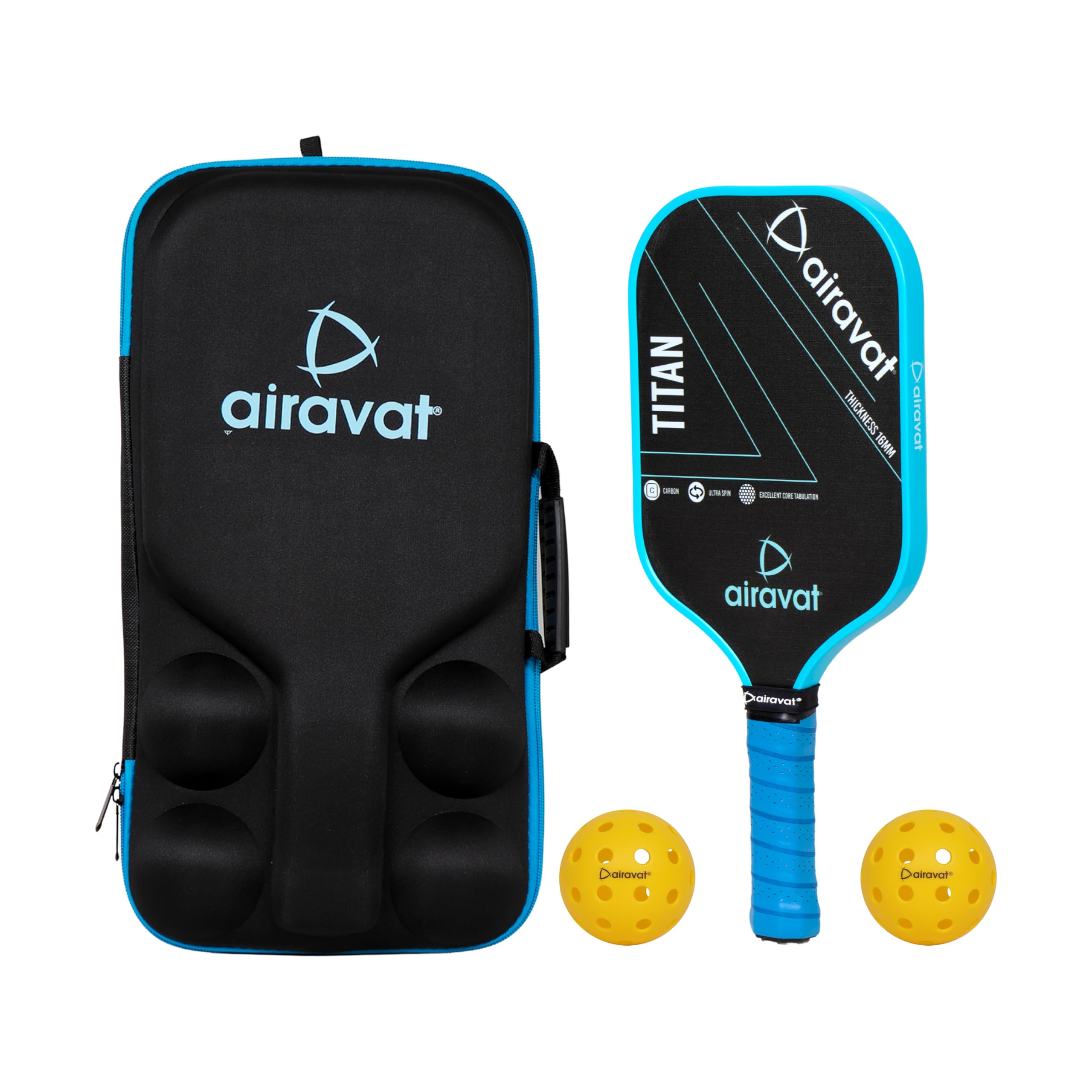 Airavat Titan Pickleball Paddle Set | Pickleball Combo Set of 2 Pc Pickleball Paddles, 2 Pc Pickleball Balls & 1 Pc Pickle Bag | Pure Carbon (White)-image-12