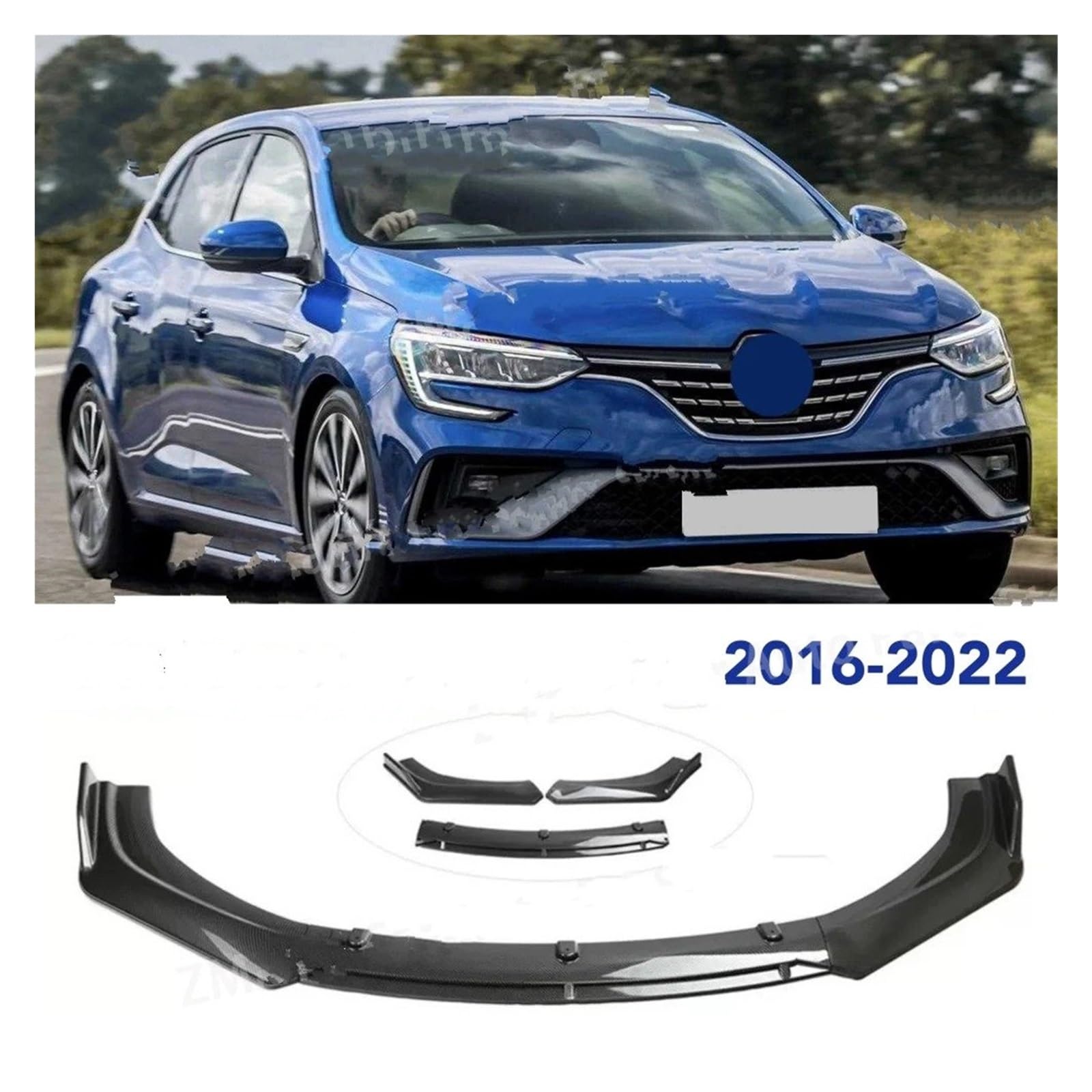 Becquets Avant pour Megane 4 2016-2022 Séparateur De Lèvre Pare-Chocs Avant De Voiture Becquet De Menton Diffuseur Anti-Rayures Garniture Lèvre Barrage Déflecteur De Lèvre Avant(Glossy Black)
