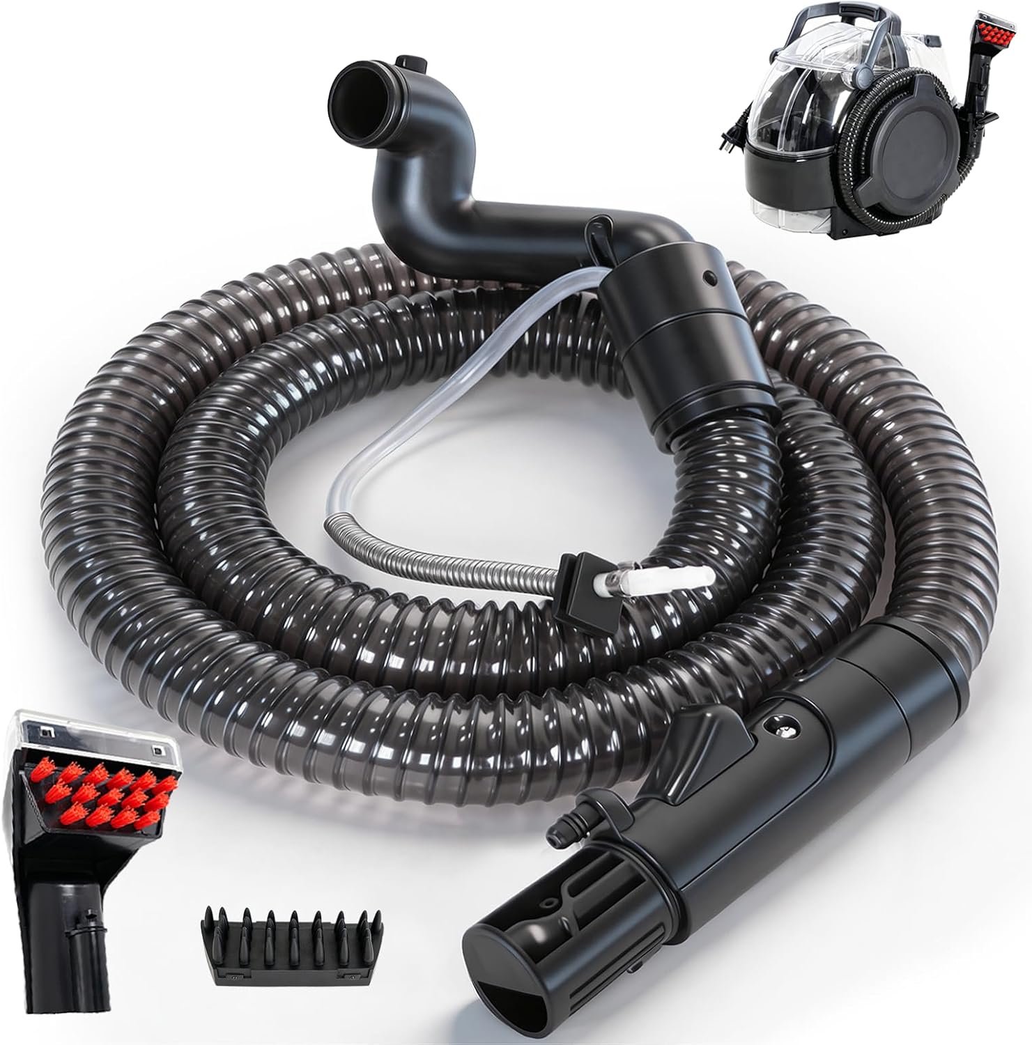 Upgraded Flexible Replacement Hose with 3" Tough Stain Brush Compatible with Bissell
