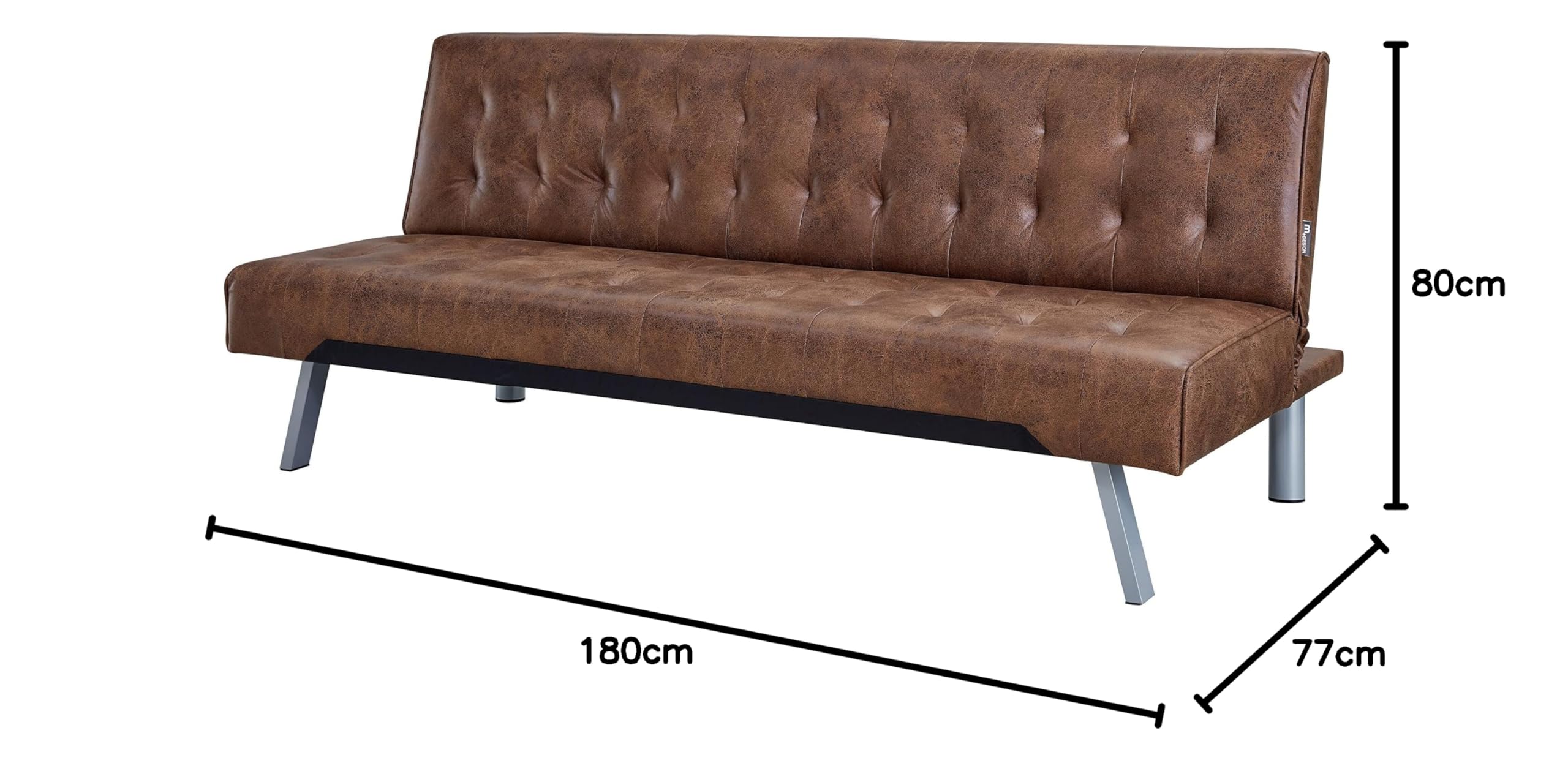 AVANTI TRENDSTORE Pedrilla - Divano elegante con funzione letto 1 piazza, in similpelle disponibile in diversi colori, dimensioni: LAP 180x80x77 cm