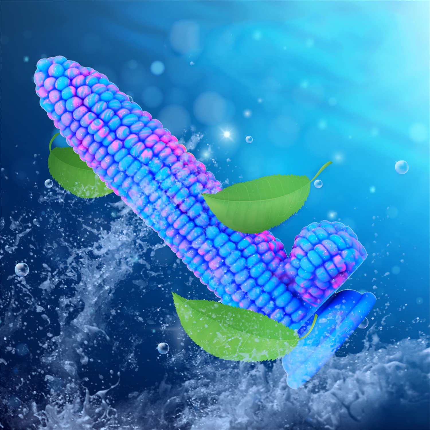 Monster Dildo Colourful Big Grain Corn Adult Sex Toy with Strong Suction Cup 8 Inch Flexible Soft Vegetable Dildos -: Blue