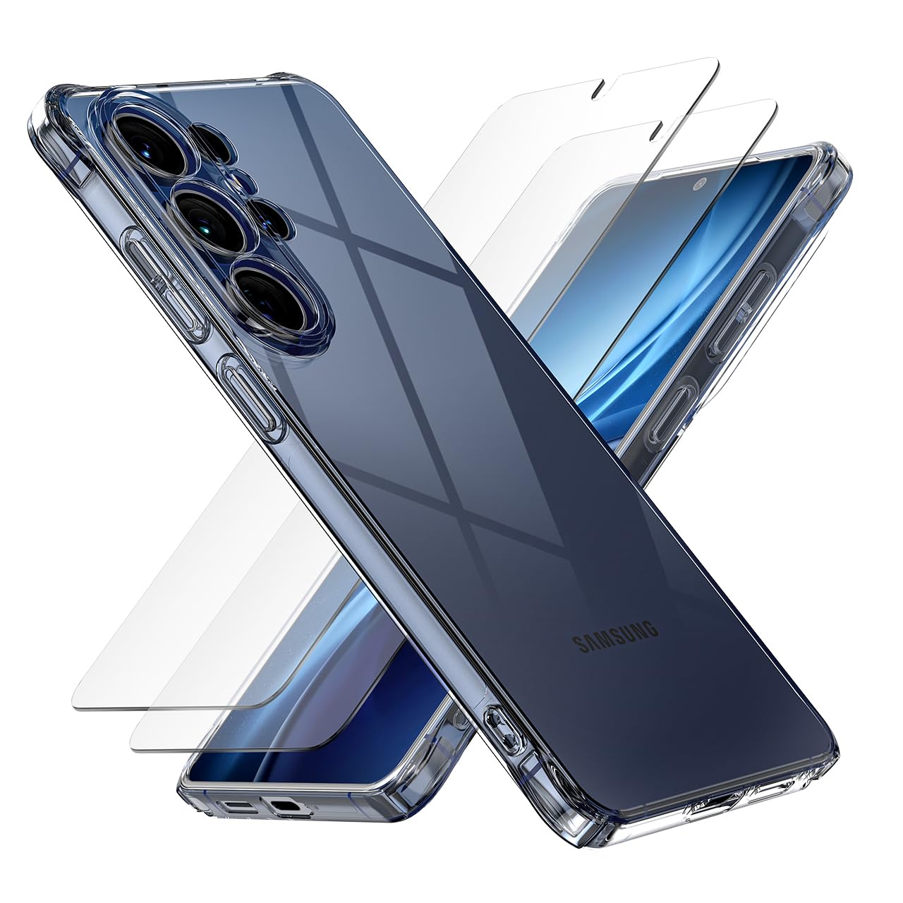 for Samsung Galaxy S26 Ultra Clear Case with 2 x Screen Protector Tempered Glass, Shockproof [Ultra Slim] Scratch Resistant Gel Rubber Silicone [Protective Case] Clear Phone Cover for S26 Ultra