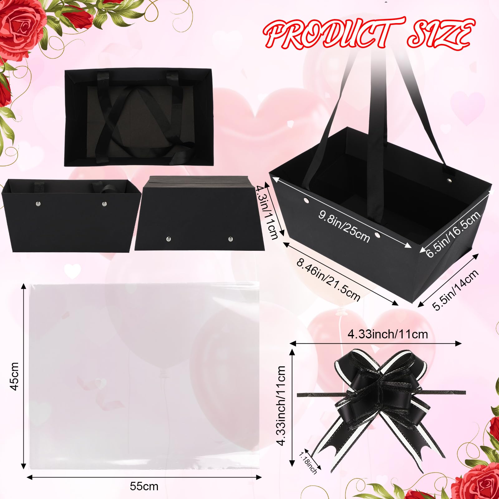 Thenshop 44 Pcs TWE5 For Gifts Empty Gift Bulk Include 12 Cardboard Tray 12 Plastic Bags 20 Pull Bows Wedding Baby Shower Graduation Birthday Pa - View #4