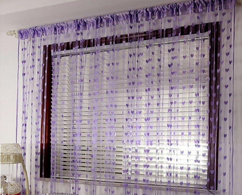 MIHI Window Room Divider Curtain Valance Heart Line Tassel String Door Curtain