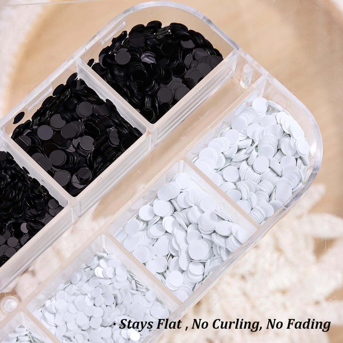 12Grid Polka Dot Nail Sequins, 3D Black White Round Dot Nail Glitter Flakes Mixed Size Mini Circle Charms Tiny Round Sequins for French Retro DIY Manicure Salon Nails Art Decorations